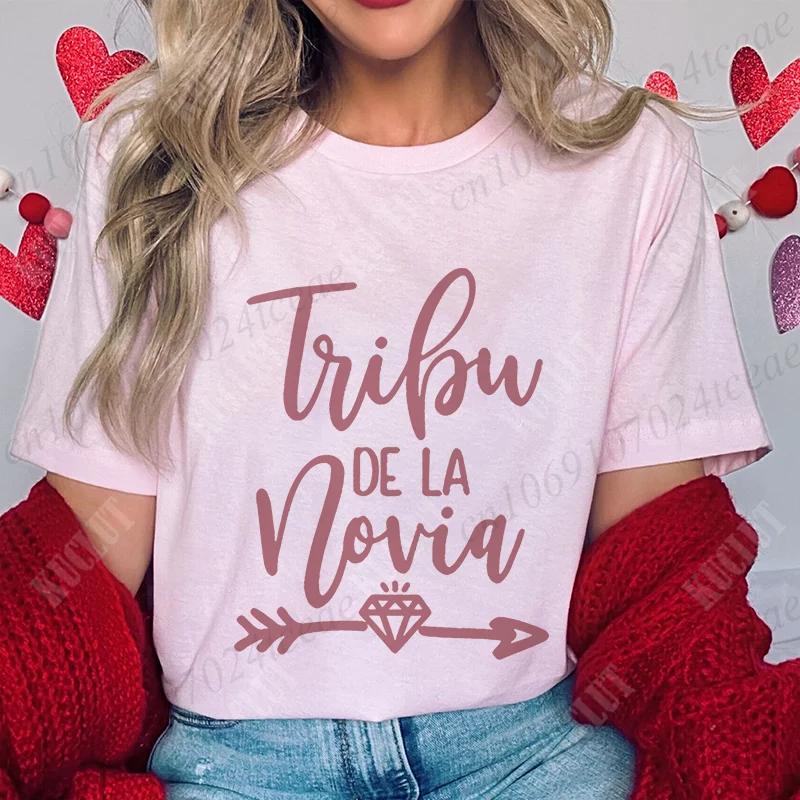 Team Bride Tribe T-Shirt Junggesellinnenparty Shirt für Spanische Brautparty Hochzeitsfeier Oberteile Brautjungfer Kurzarm T-Shirts
