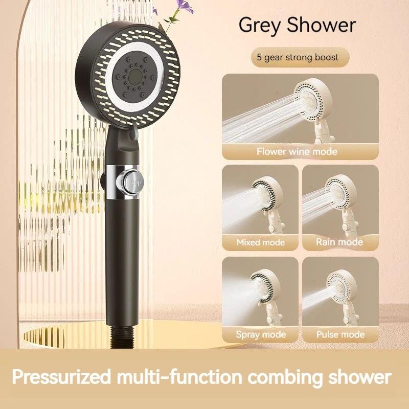 Dd-home Bathroom Accessories Black Gas Rain Mist Increase Water Heater Pressure Summer Showers Heads Polishing for Country House