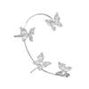 1 x Schmetterlings-Ohrclips ohne Piercing für Damen, glitzernde Zirkon-Ohrmanschetten-Clip-Ohrringe
