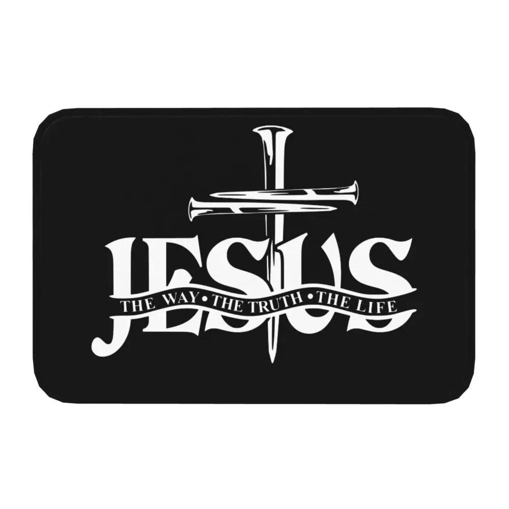

Disney Jesus The Way Truth Life Door Mat Balcony Bedroom Entrance Carpet Religion Cross Christian Faith Anti-Slip Rug 30X50CM