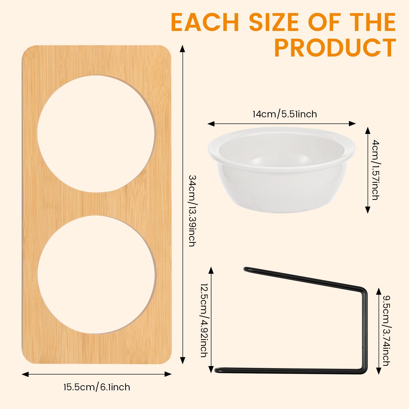 

Приподнятая кошачья миска Деревянная подставка для мисок для кошек с наклоном 15° Набор с 2 керамическими мисками Диспенсер для воды для собак Товары для домашних животных для сухого влажного корма воды