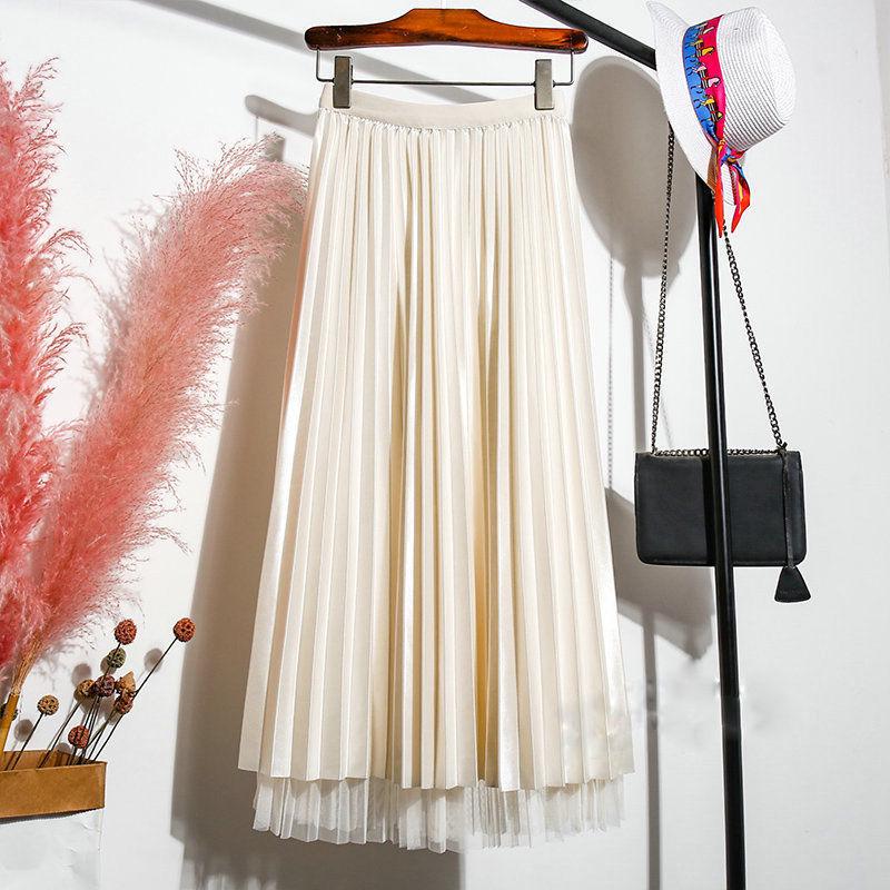 Double-Sided Mesh Beaded Pleated A-Line Bowknot Skirt - Slimming Summer 2025 Style