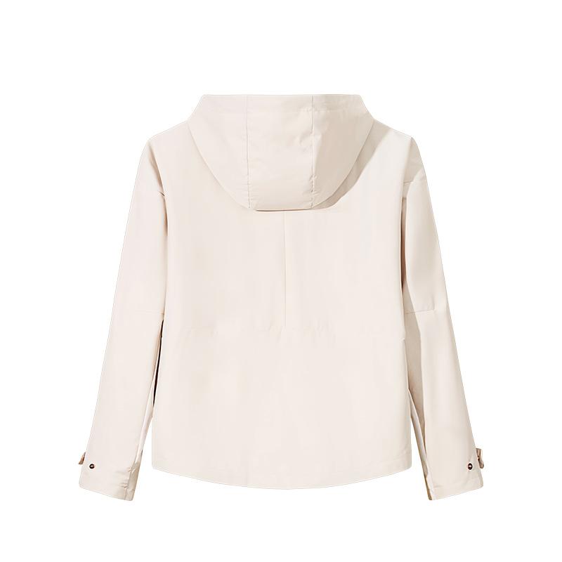 Anta Color Block Zip Up Hooded Comfortable Breathable Versatile Fleece Lined Warm Jacket Women Jackets Triumphant-Gray 162517624S-1