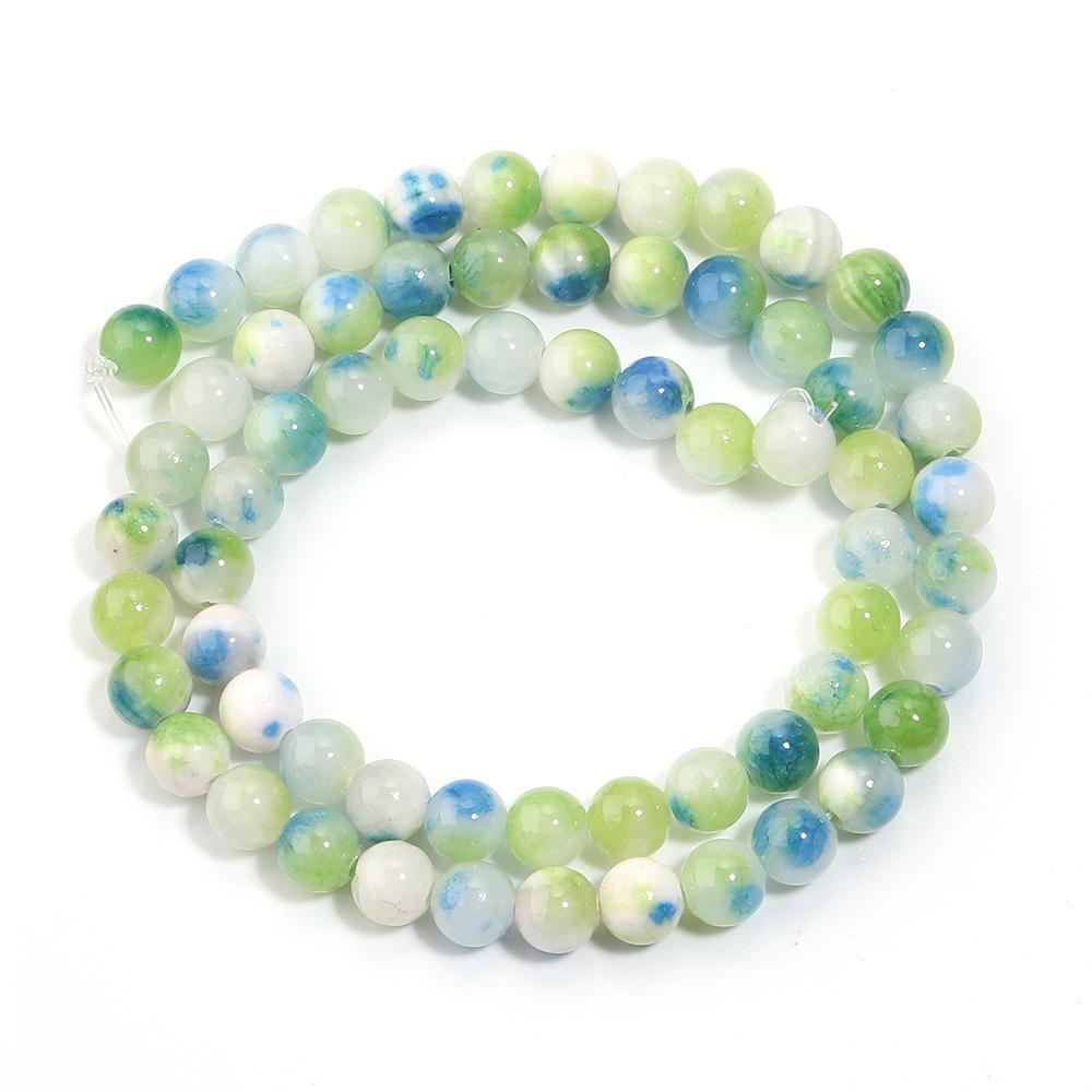 4 6 8 10 12mm Natural Persian Jade Stone Beads Blue Yellow Mixed Round Loose Beads For Jewelry Making DIY Bracelets Necklace