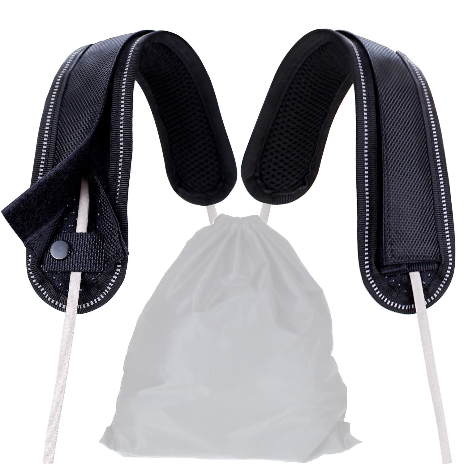 

Набор из 2 плечевых накладок с длинной сеткой с уменьшенной амортизацией, подходит для шнурков, бутылки для воды, камеры и светоотражателей [nikowaku] Ремни, Впивающиеся, Дизайн, чёрный