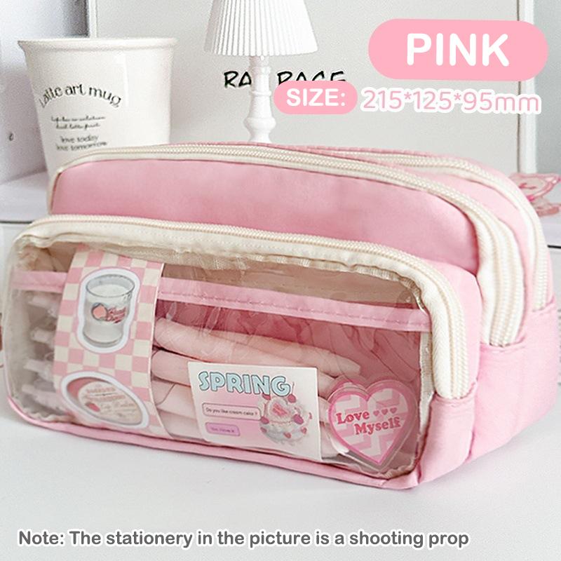 Schickes einfarbiges Federmäppchen Koreanische Schlichtheit Transparente Stifttasche Große Kapazität Schreibwaren-Organizer-Tasche Schulbedarf 1 Stück