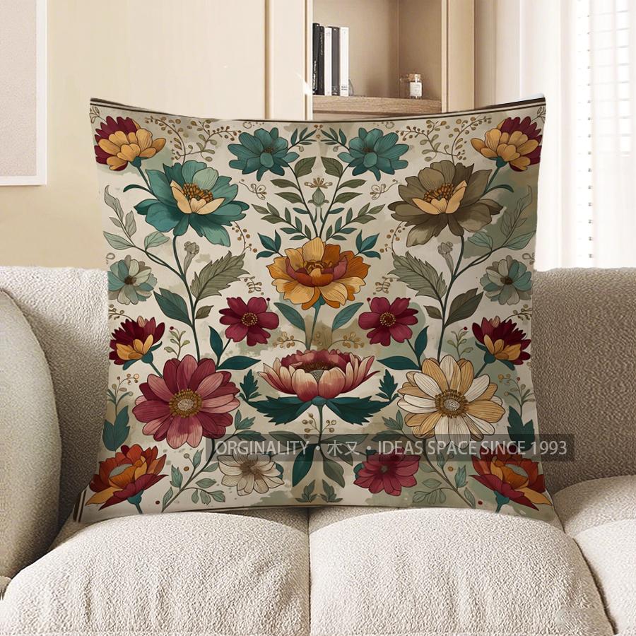 2D Floral Patterned Throw Pillow Covers For Home Pattern Cushion Cover Suitable For Sofa Bedroom Car Pillow Cover