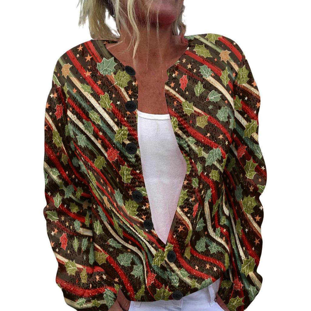 Round Neck Long Sleeve Christmas Cardigan Sweater YXX-YK01