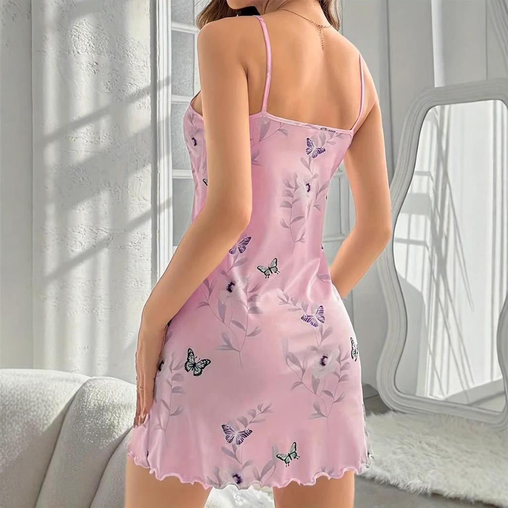Evropská Módní Camisole Noční Košile s Potiskem Motýlů pro Ženy