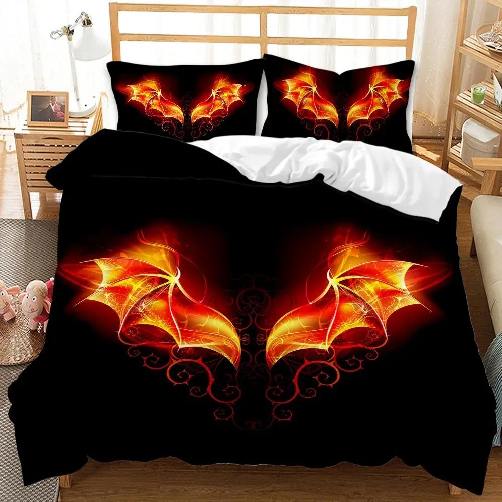 Angel Wings Duvet Cover, Angel Fairy Tale Theme Bedding Set for Teens Adults, Beautiful Feather Polyester Comforter Cover