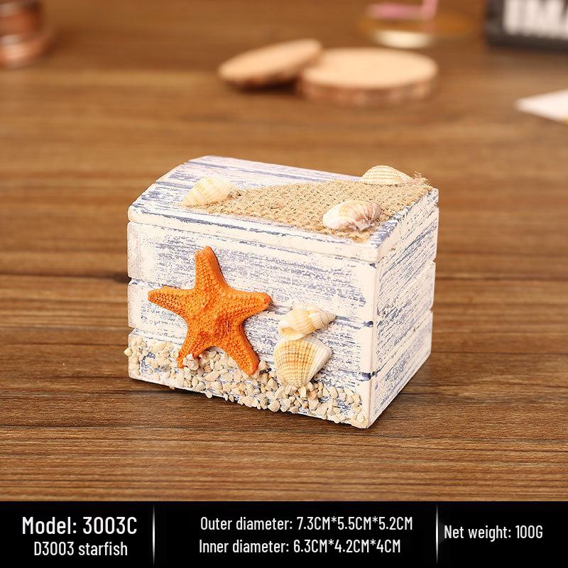 Ocean Style Mediterranean Desktop Wooden Jewelry and Candy Storage Box