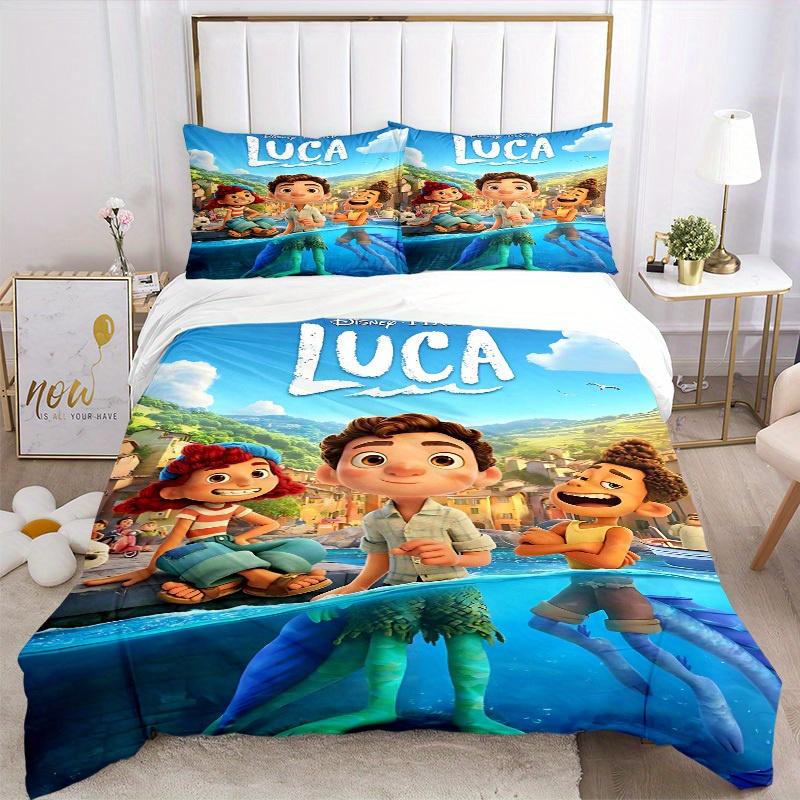3 Piezas Luca Disney 1 Funda de Edredón + 2 Fundas de Almohada, Rellenos de Almohada No Incluidos, Lavable a Máquina, Uso en Todas las Estaciones, Habitaciones de Adolescentes y Adultos122