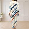Women Plus Size Half Zip Long Sleeve Printed Eagle Star Stripe Two Piece Set Longline Top Fitted Pants