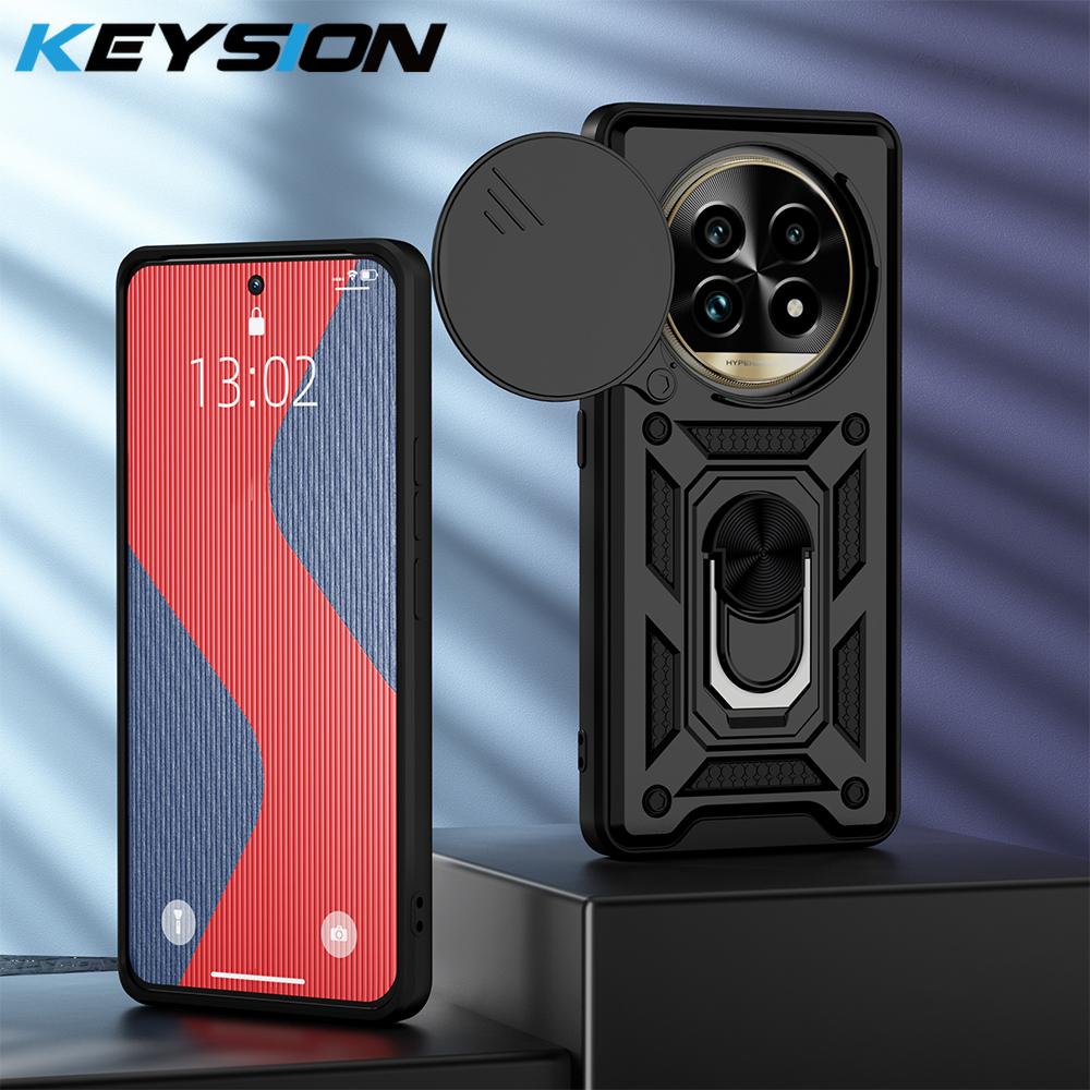

KEYSION Противоударный защитный чехол для Raelme 13 Pro+ 5G 13 5G Slide Camera Защитное кольцо Подставка для телефона Задняя крышка для Realme 13+ 5G for Realme 13+ 5G чёрный