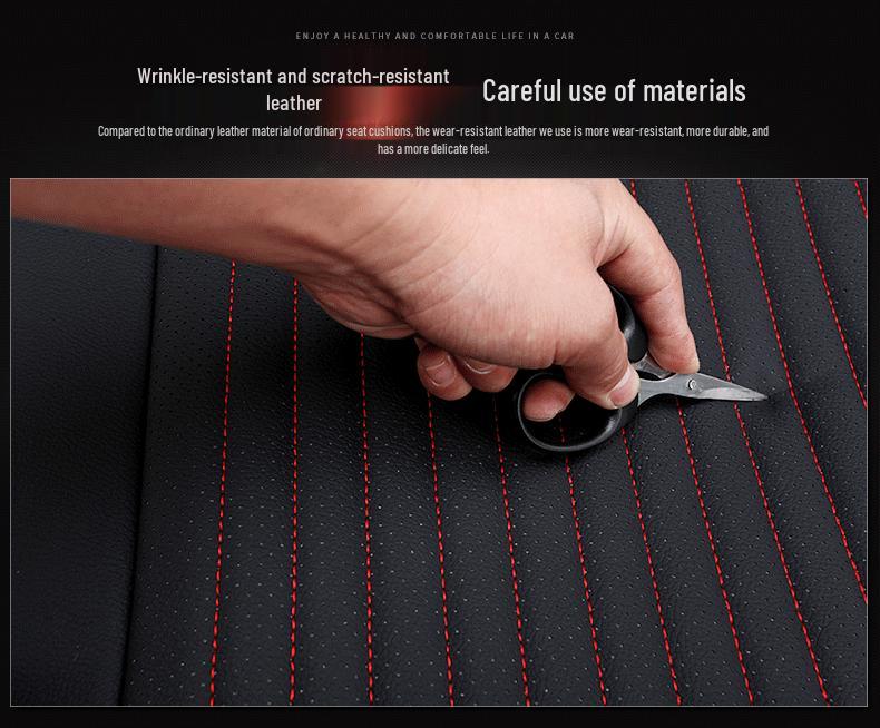 Universal Perforated Leather Car Seat Cushion, Breathable, All-Season, Full Surround, No Backrest, Single Piece