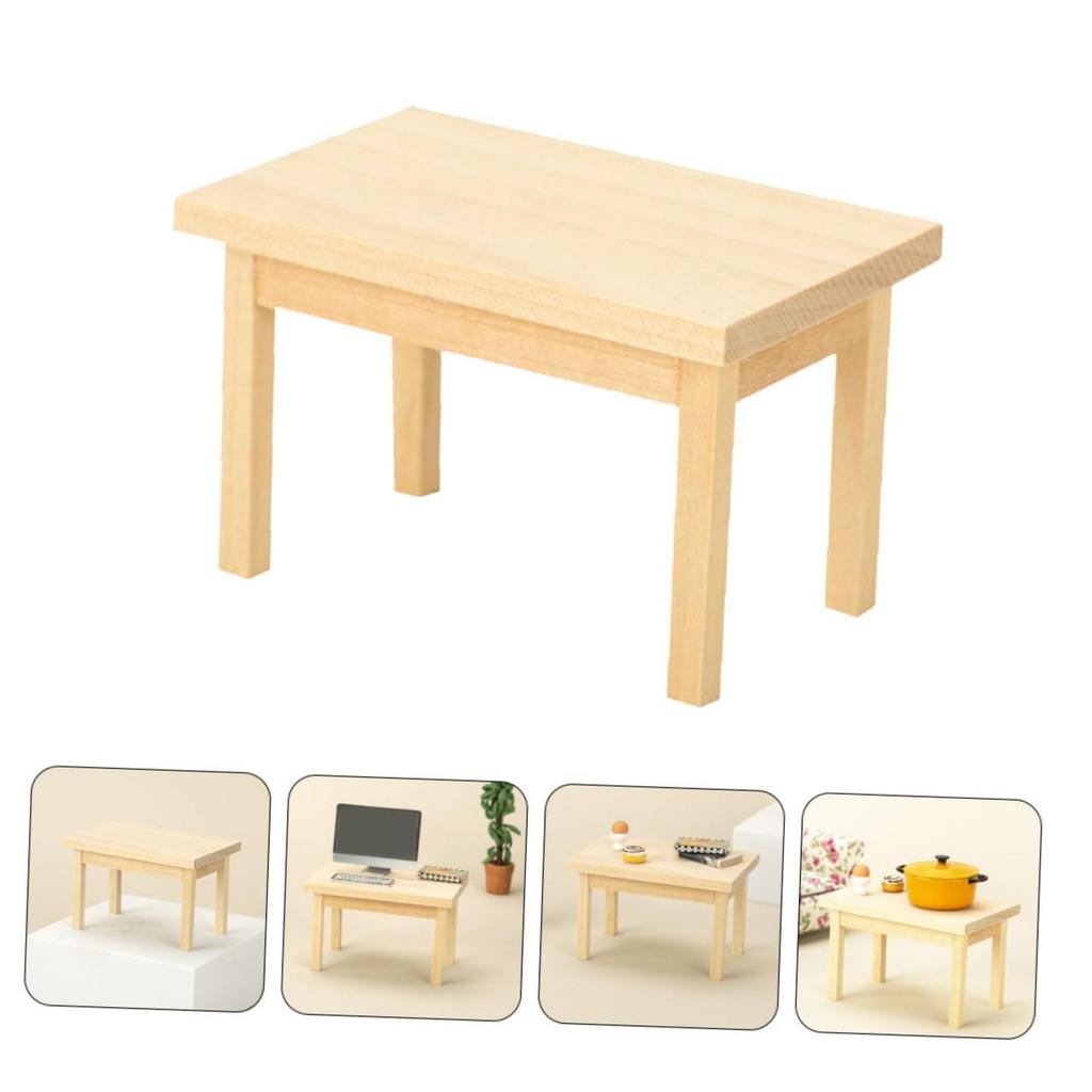 NOLITOY Mini Domek dla Lalek Drewniany Stół Model Mebli Mini Biurko Figurka Dom Stół Figurka Meble Drewniany Model Drewniany Mini