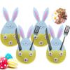 ABWR-Easter Bunny Felt Cutlery Holder Easter Bunny Utensil Cutlery Holders Pouch Bags Utensil Sleeve For Table Decoration, Durab