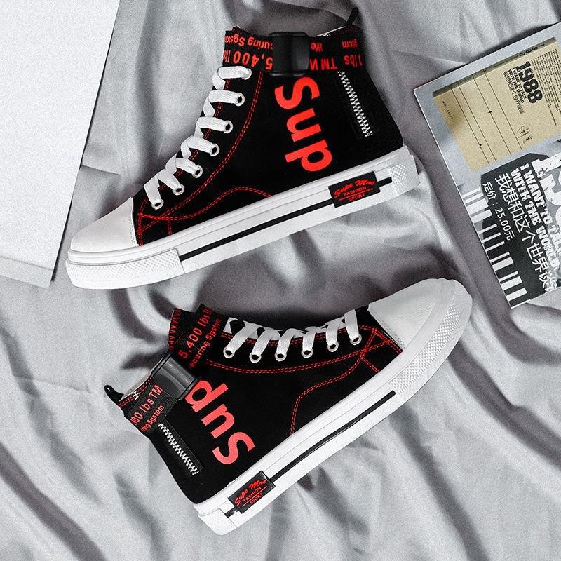 Stylové graffiti tištěné pánské vulkanizované boty, vysoké pánské robustní tenisky, hip hopové plátěné tenisky, pánské sapatos hombre 44