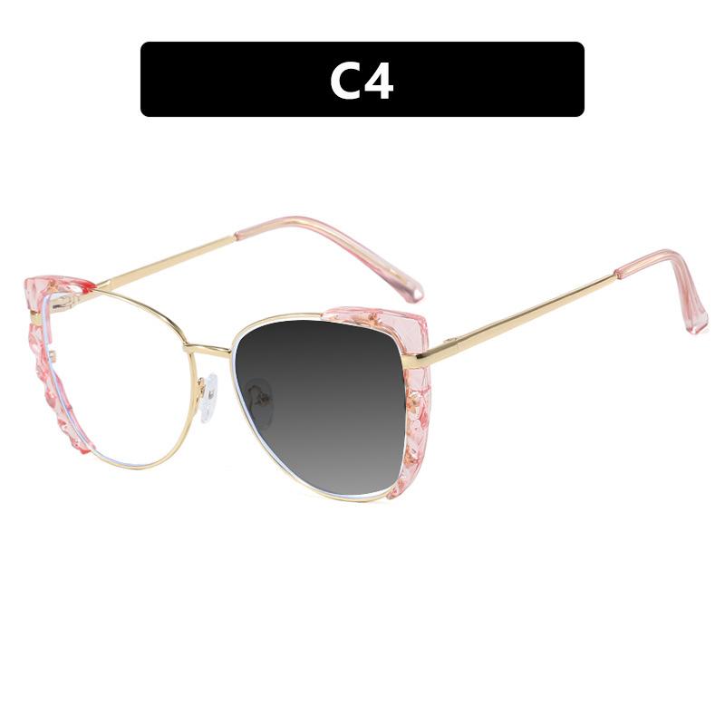 New Fashion Cat Eye Large Frame TR90 Photochromic Reading Glasses Women Anti Blue Light Prescription Eyewear