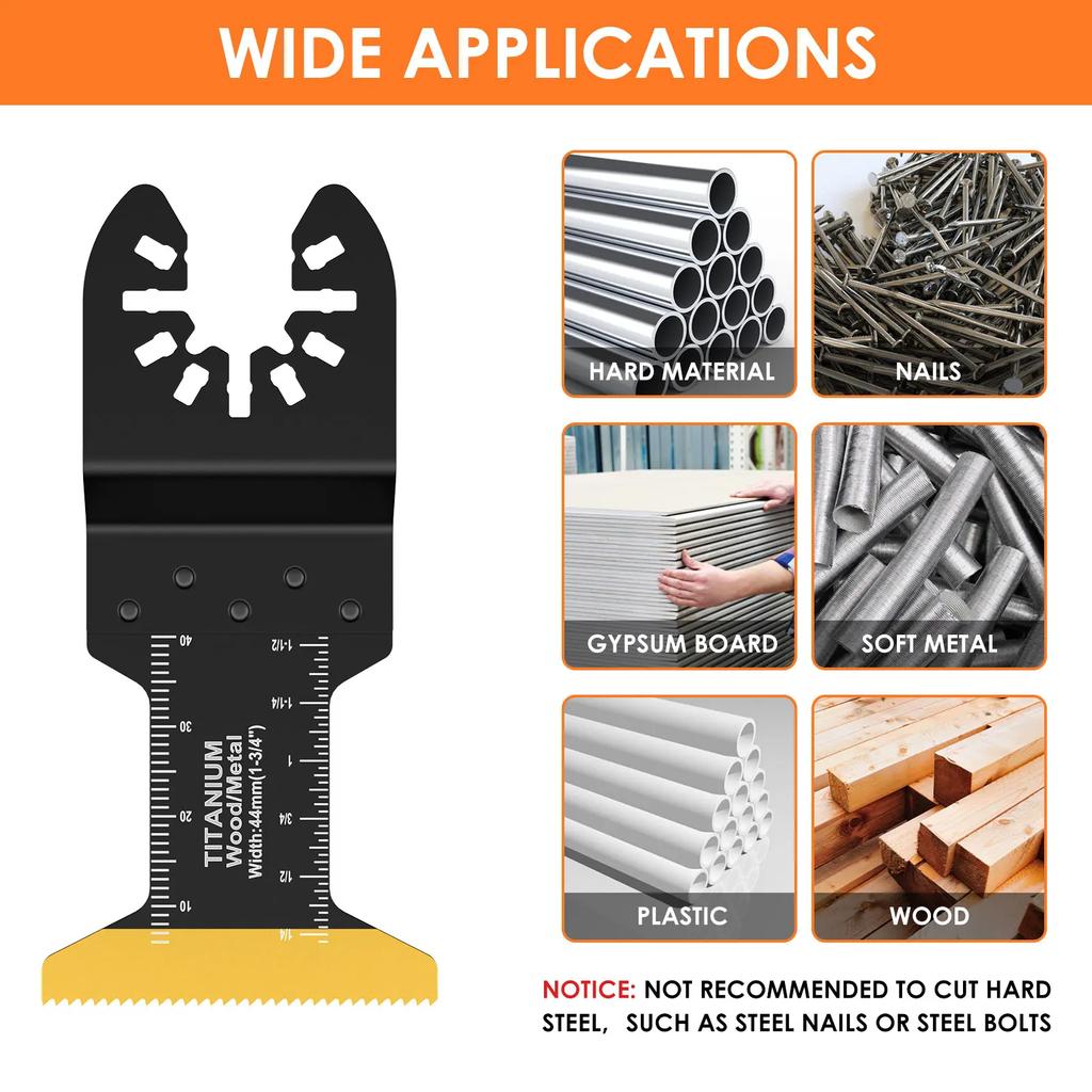 3/6/10PCS Titanium Oscillating Saw Blades Kit, Plunge Cutting Multitool Blades for Metal Wood Nails Screws, Flush Cut Universal