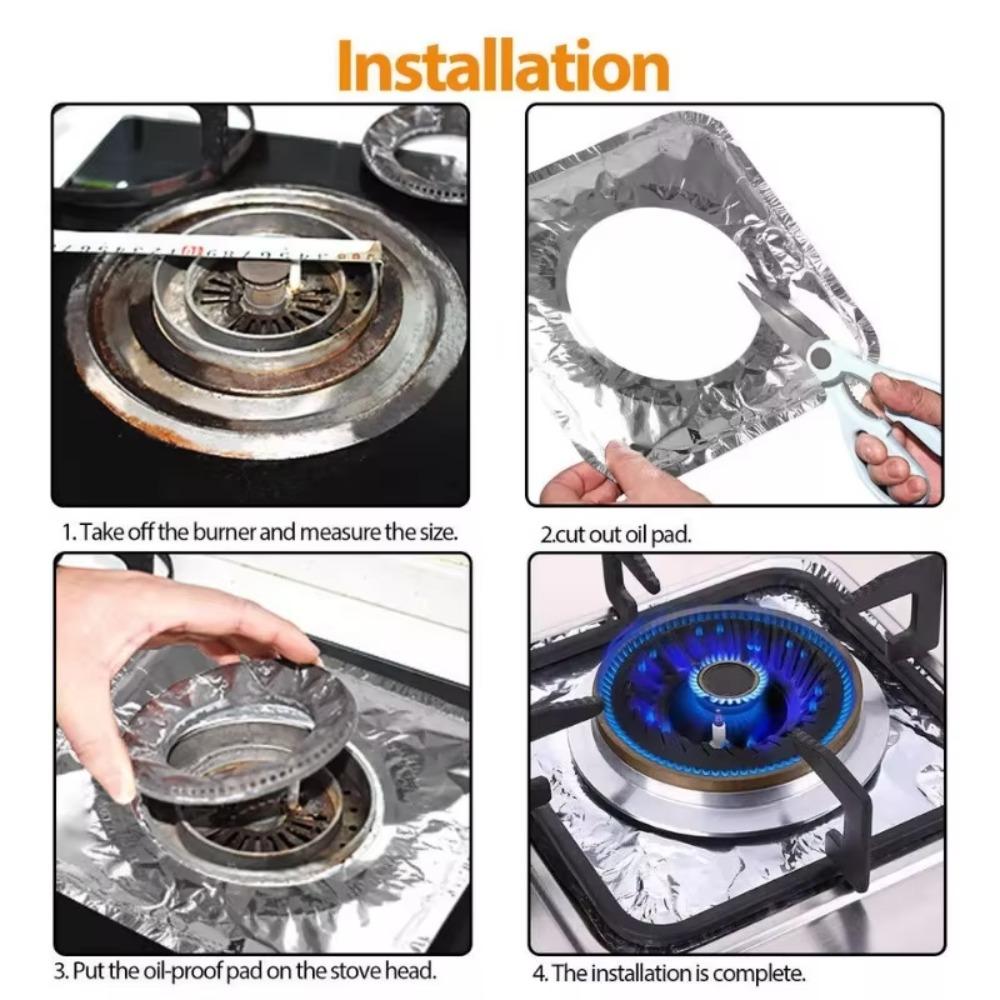20 Pack Aluminum Foil Stove Covers Gas Stove Protectors Disposable Gas Stove Liners 8.5 Inch Square for Keeping Gas Stove Clean