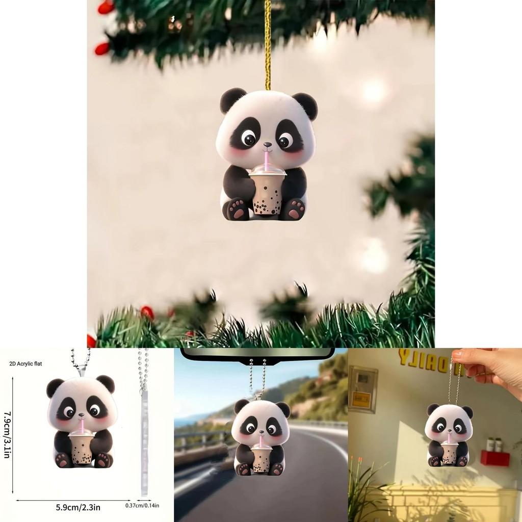 Acrylic Stylish Panda Pendant Whimsical Car Interior Decoration For Keys Bags And