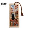 Retro Bookmark DIY Stitch Kit for Adults Beginners, Seasonal Cat Reading Accessory Handmade Embroidery Kit, Gifts Lovers, Readers Artistic