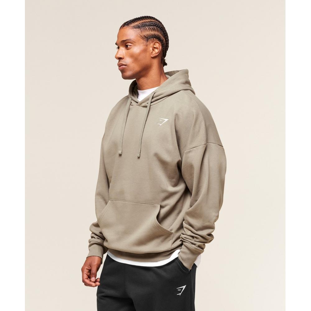 Gymshark Crest Oversized Hoodie Linen Brown A5a8o Nbzl