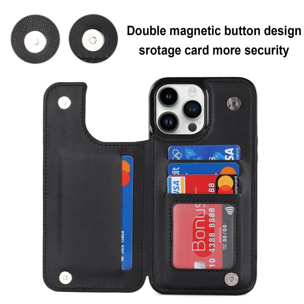 Fashion Magnetic Card Holder Flip Wallet Leather Case for iPhone 15 14 13 12 11 Pro Max 8 7Plus for Samsung S23 S22 S21 Ultra Plus A53 A14 A13 A12 A54