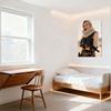 Sexy Blonde Woman In Camo Tactical Outfit with Assault Rifle Desert Landscape Metal Tin Sign for Wall Decor, Home Bar Pub Vintag