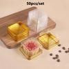 50pcs Plastic Square Moon Cake Boxes Egg-Yolk Puff Container Golden Packing Box Multi Size Pastry Container