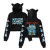 Cute KPop Demon Hunters Cartoon Cat Ears Short Hoodie Sweatshirt Thick Winter Polyester Fiber Printed Full Sleeve Other Styles
