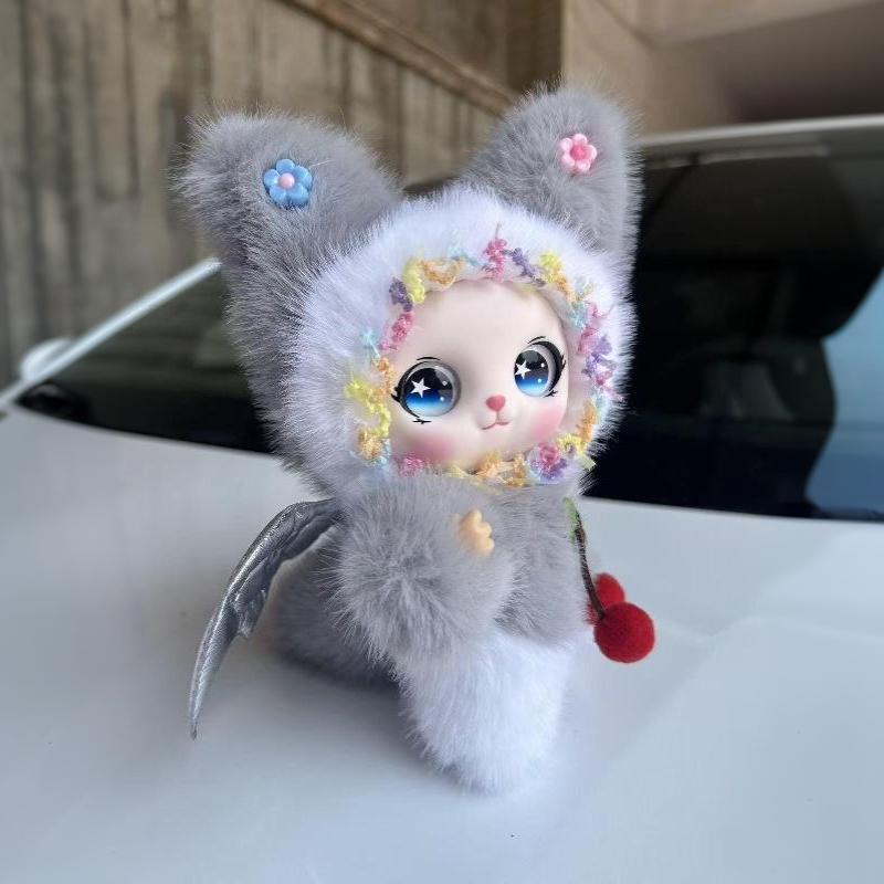 Winged Cat Plush Pillow Cherry Decor Soft Fluffy Cute Stuffed Animal for Girls Camping Companion Gift