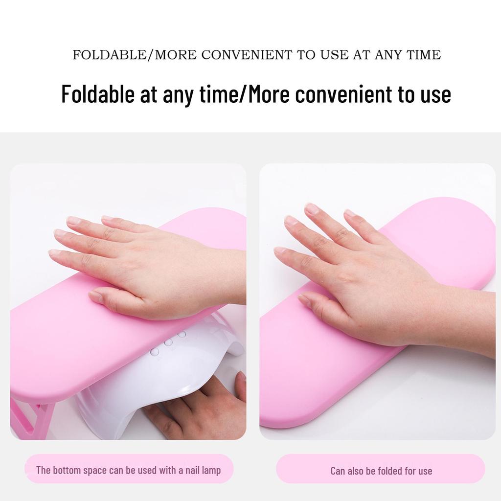 Portable Foldable Russian Manicure Hand Rest with Lamp Support