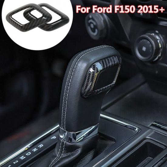 For Ford F150 Gear Shift Knob Trim Cover Carbon Fiber Decoration Bezel 2015-