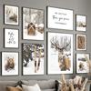 Winter Scenery Picture Canvas Painting Wall Art Elk Animal Wood Snowscape Poster and Print for Modern Home Living Room Decor