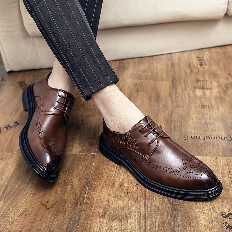 Роскошные брендовые мужские кожаные модные туфли — фото 3