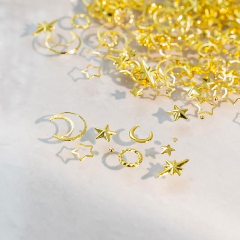 Simple Moon & Star Metal Charm Parts Set
