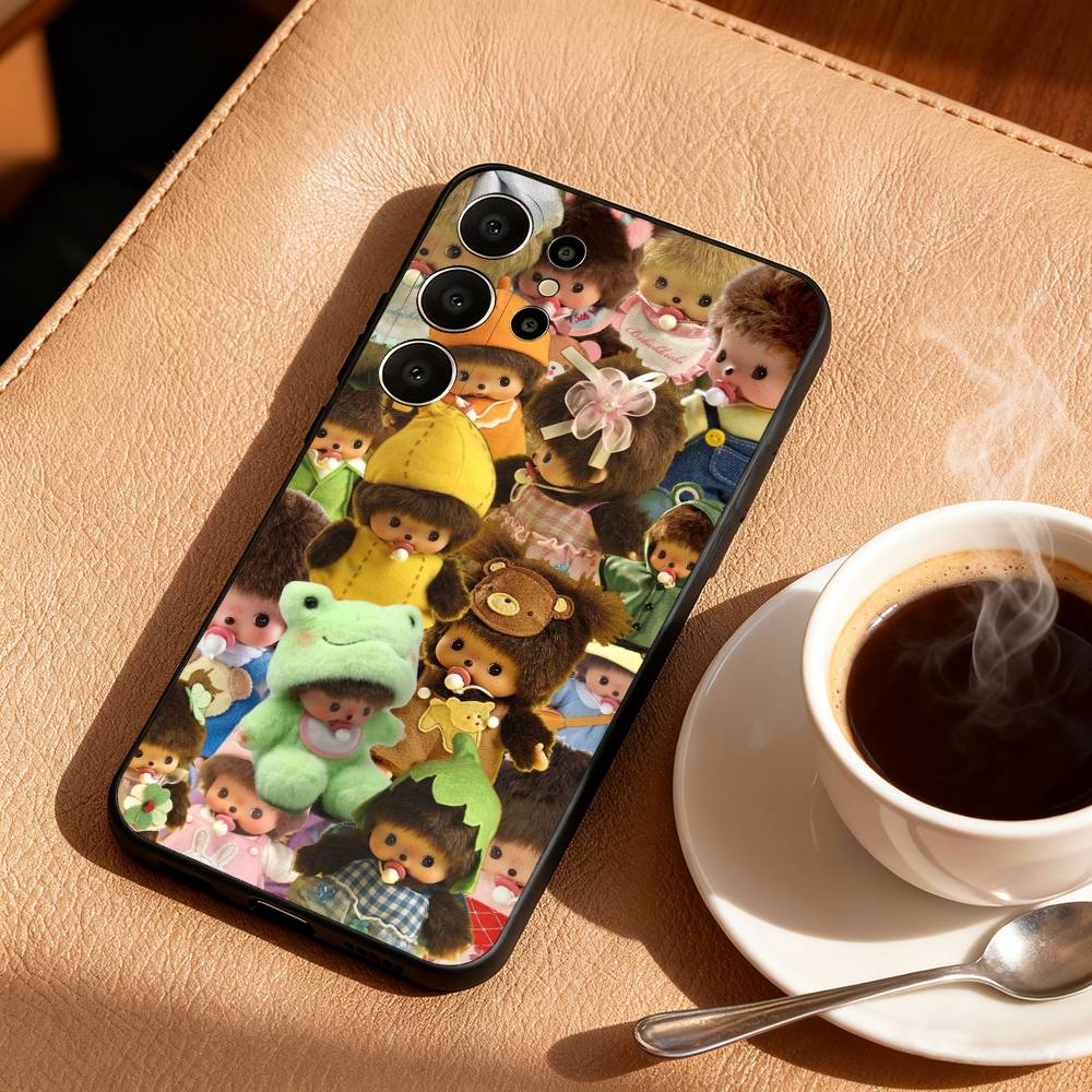 M-Monchhichi Phone Case For Samsung S25,24,23,22,30,21,10,9,Ultra,Plus,Lite,FE Black Soft Case