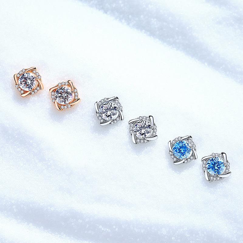 Tancise 925 Sterling Silver Zirkónové náušnice napichovacie náušnice pre ženy ako darčeky na svadobnú hostinu