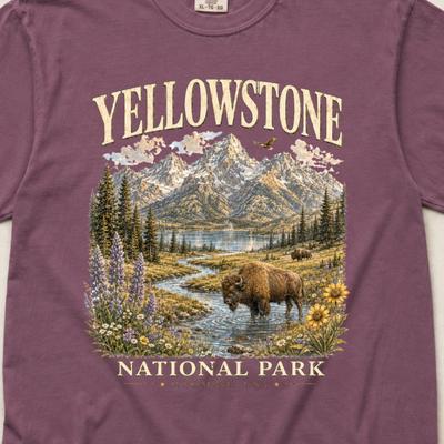 Yellowstone National Park Shirt, Yellowstone Bison Tee, Retro Yellowstone Wyoming Shirt, Hiking Camping Gift, Comfort Colors Yellowstone Tee