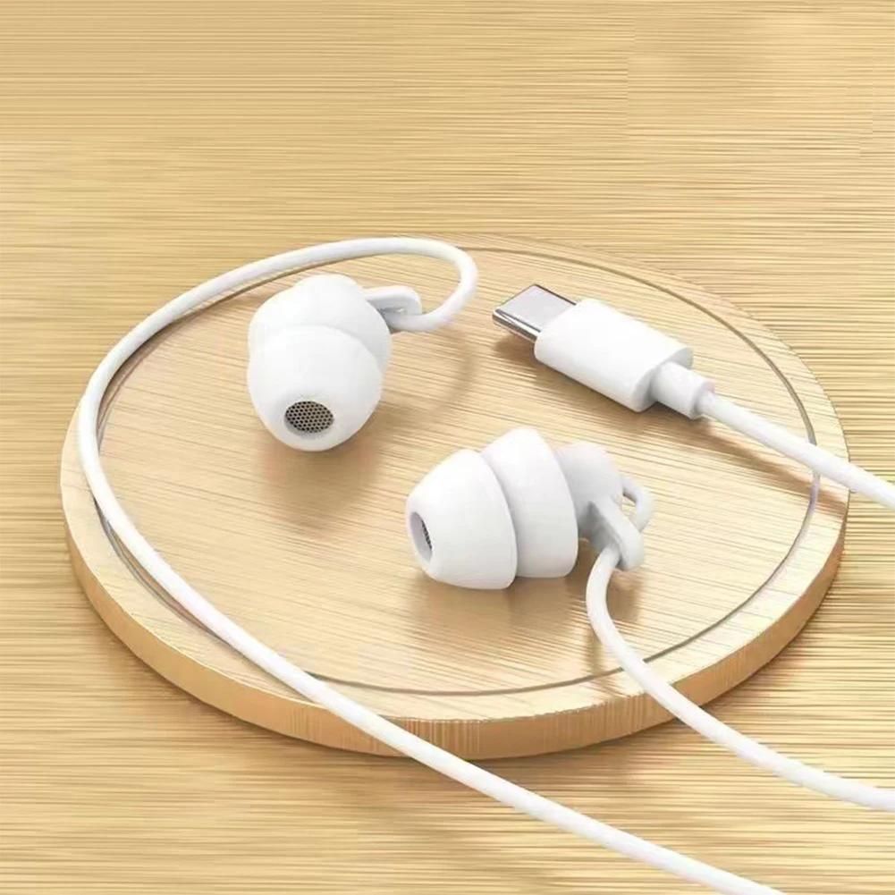 Soft Sleep Earphones Wired Noise Cancelling In-Ear Anti-noise Type C 3.5mm Earphone Wired for Mobile Phone Earplugs Mini