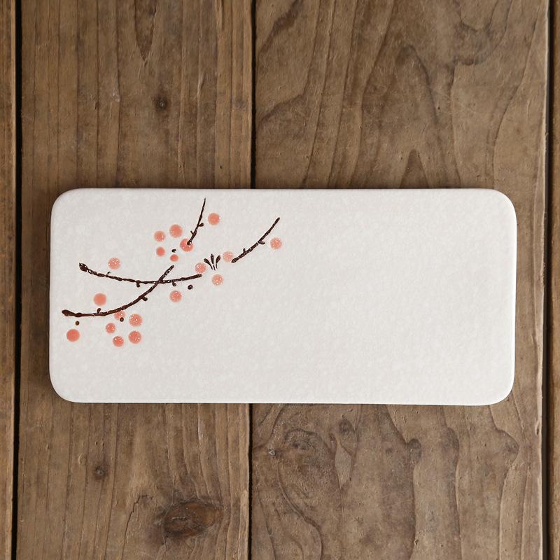 BEPAN 1PC Japanese Style Rectangular Ceramic Plates Underglaze Color Sushi Dishes Multi Purpose Plates for Cake Western Food