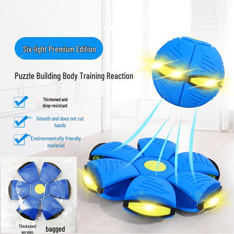Magic Flying Saucer Ball: Deformable Outdoor Stomp Toy with Lights for Kids