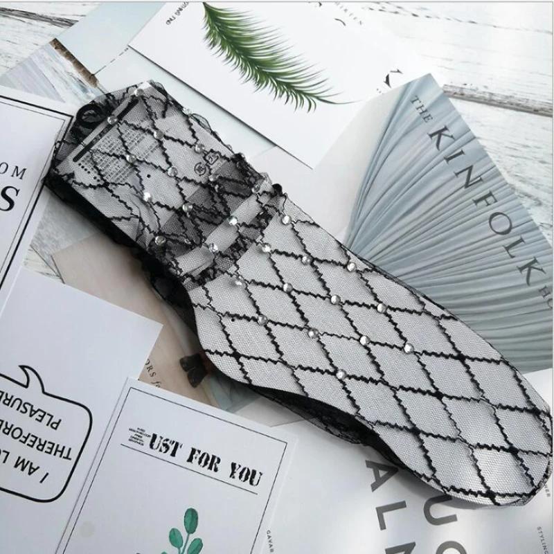 Fashion pearl lace stockings women transparent thin SoTullecks female chiffon stockings