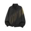 Men Loose Stand Collar Cleanfit Deconstructed Short Bomber Jacket Casual Workwear Outerwear