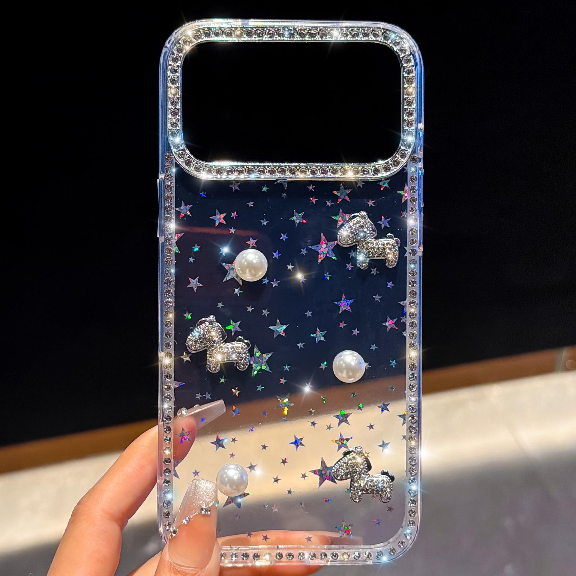 

iPhone 17 Pro Max Pearl Pony Rhinestone Protective Case iPhone 17 Pro