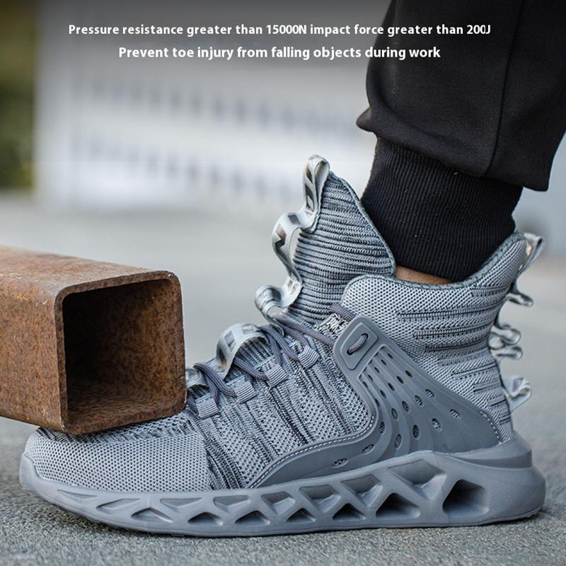 Lightweight Work Safety Boots Men Sport Safety Shoes Breathable Anti-Puncture Protective Work Shoes Men Steel Toe Work Sneakers