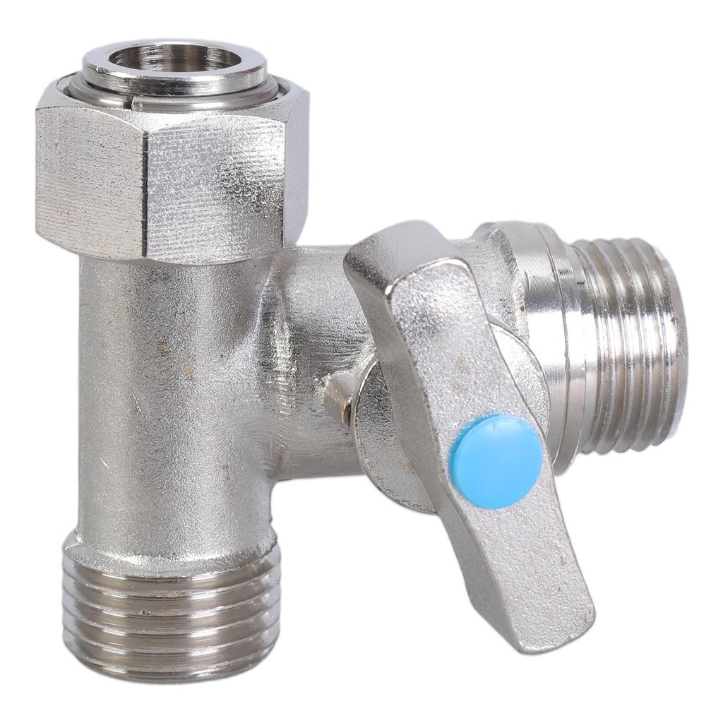 Steel Tee Stop Valve Adapter T Connector Valve Adapter Multipurpose Valves for Bidet Sprayer & Toilet Tank Installation