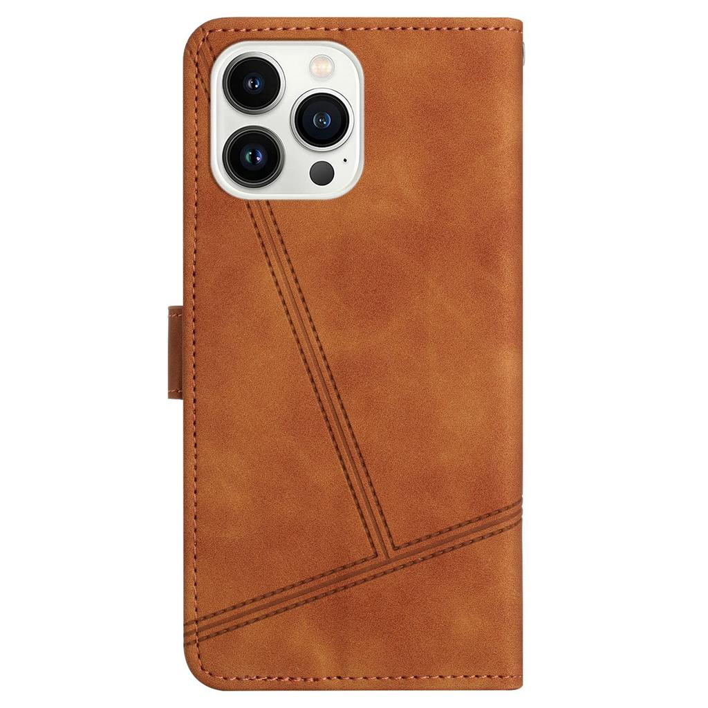 Für iPhone 16 Pro Hülle Liniengeprägt PU Leder Ständer Handyhülle